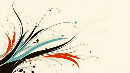 Abstract Floral Design with Swirling Lines and Dots