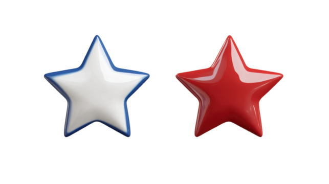 White and red star isolated on white background 