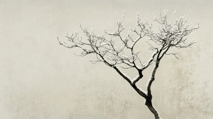 Snow-covered tree winter minimalist wall art