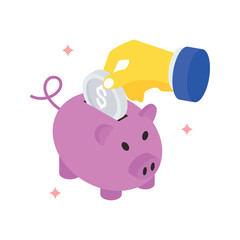 Piggy Bank Vector Filled Icon style. Eps 10 File 