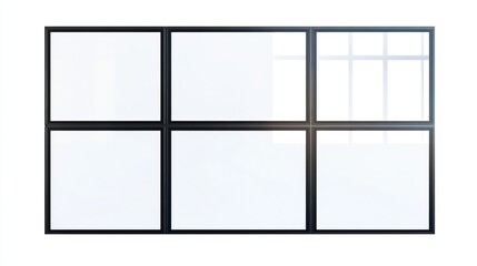 Black framed glass window pane, isolated on white.