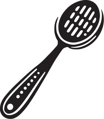 Black Slotted Spoon Silhouette Vector, High Quality Illustration on White Background