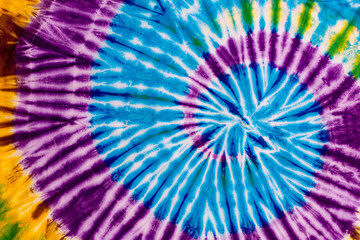 Colorful abstract tie dye on fabric texture, Colorful spiral tie dye abstract pattern background