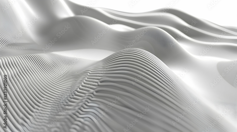 Poster abstract white waves with smooth contours and lines creating a modern aesthetic.