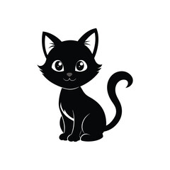 a cute cat vector silhouette 