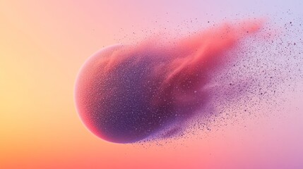 Fototapeta premium Pastel sphere disintegrating, vibrant background, abstract art, digital design