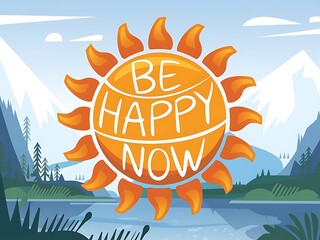 Be Happy Now Sunny Mountain Lake Scene