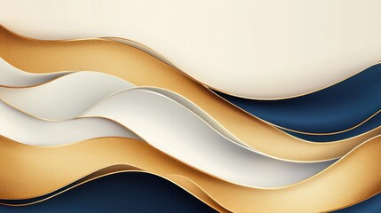 Obraz premium Abstract gold, white, blue waves, elegant background, design template