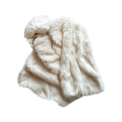 Faux Fur Shawl in Ivory with Satin Finish Isolated on Transparent Background