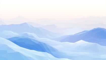 Abstract Blue Mountainscape, Geometric Low Poly Background, Modern Minimalist Design, Digital Art