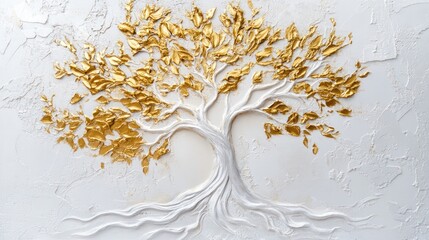 Golden Tree of Life: A 3D Textured Art Piece