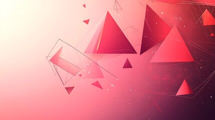 Abstract Pink Red Geometric Triangles Design