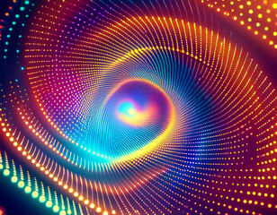 Fototapeta premium Abstract glowing spiral structure illustration with dots on gradient background