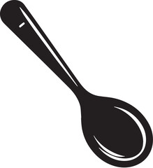 Black Wooden Spoon Silhouette Vector, High Quality Illustration on White Background