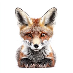 Fototapeta premium Realistic fox illustration with vibrant fur and expressive eyes