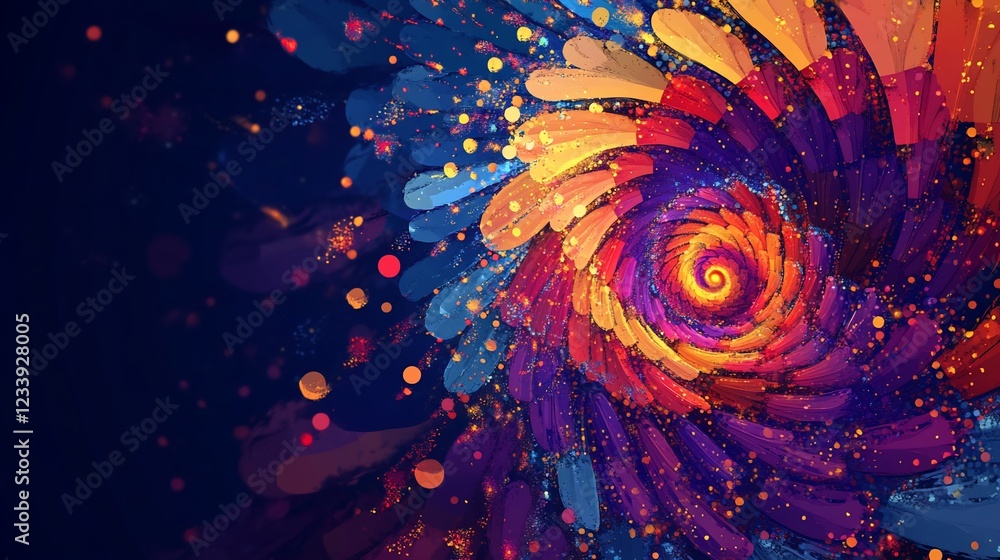 Aufkleber vibrant abstract digital art with swirling color pattern and bokeh effects
