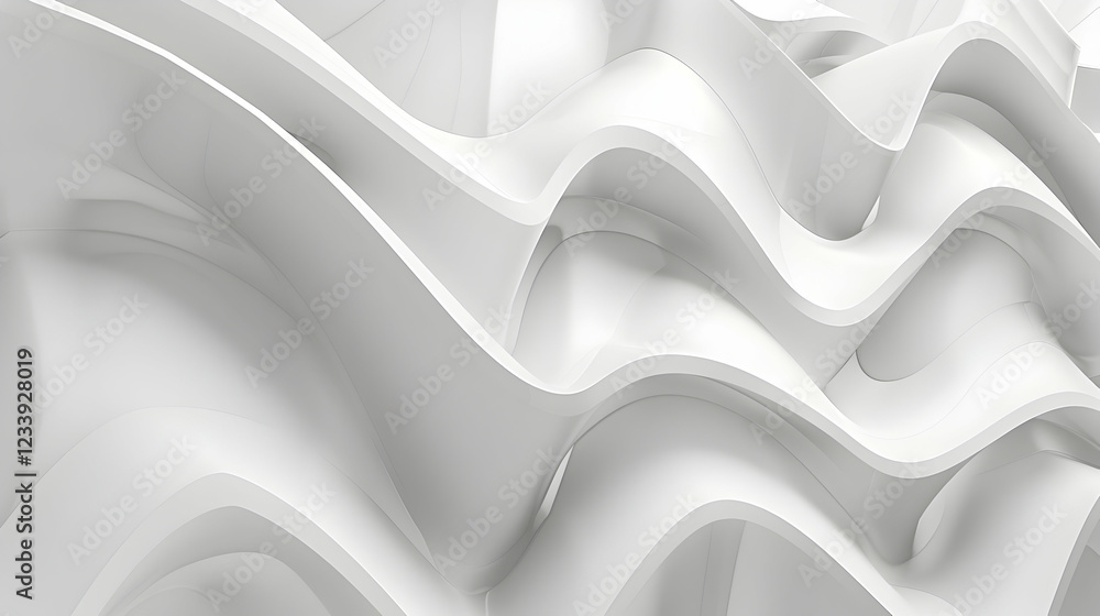 Poster abstract white waves create a smooth, flowing texture, emphasizing simplicity and elegance.