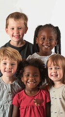 Diverse Group of Happy Smiling Children Multiethnic Kids Portrait