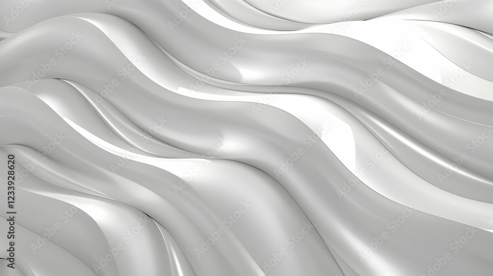 Poster abstract white waves create a smooth, flowing texture with light reflections.