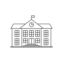 School building line icon, vector pictogram of college or university. Education illustration, sign for schoolhouse exterior.