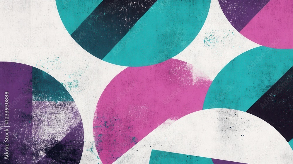 Poster A visually captivating background featuring geometric circle shapes with a grainy texture.