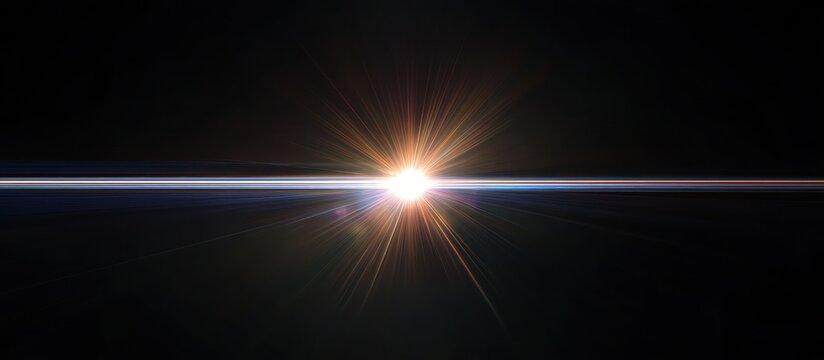 Visualized single photon emission as a bright flash on a sensor, isolated on black.