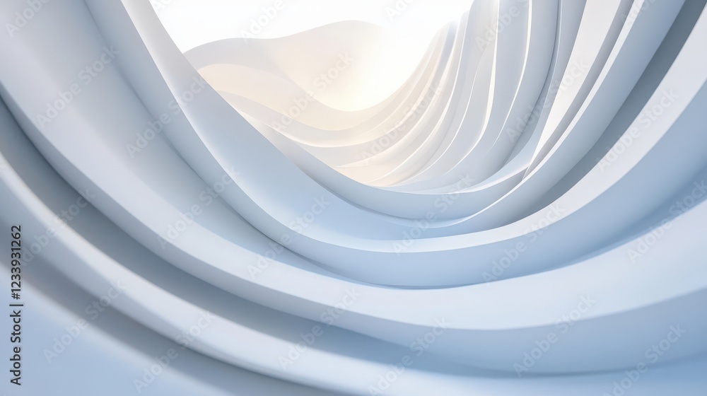 Poster A visually striking 3D render featuring abstract rounded lines gracefully flowing across a light background.