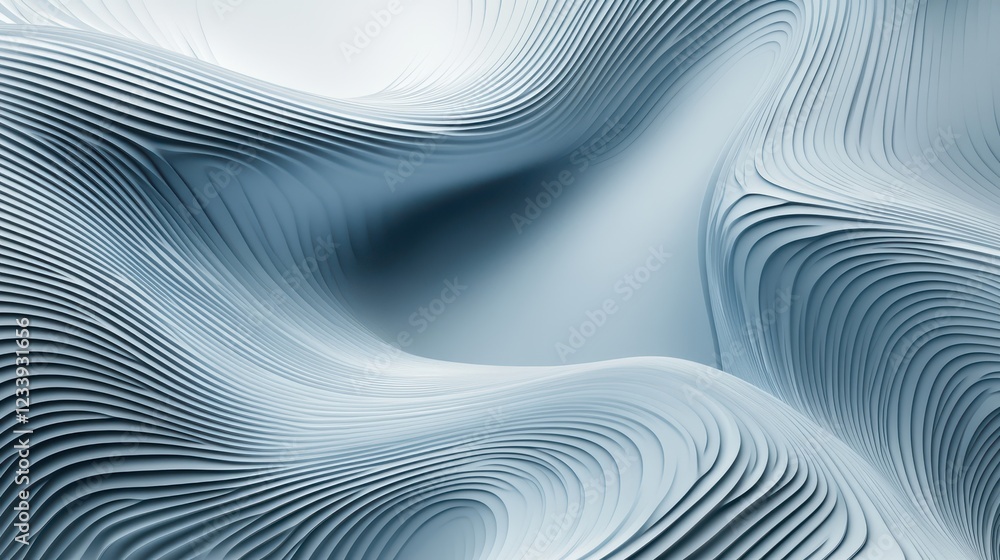 Leinwandbilder A visually striking 3D render featuring abstract rounded lines gracefully flowing across a light background.
