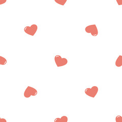Valentine's day seamless pattern with red hearts. Flat vector background. Valentine's day design. Creative texture for fabric, wrapping, textile, wallpaper, apparel.