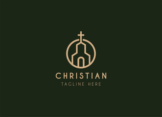 Church religious christian logo design. Church Logo Design Vector Illustration