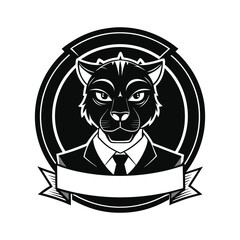 The Black Panther Clockmaster Mascot Logo in Round Circle for Luxury Watch Brand