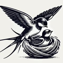 vector illustration of a swallow