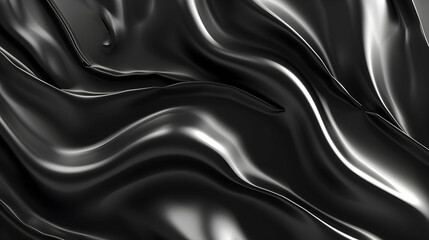 Obraz premium Abstract black fluid texture with smooth, wavy patterns.