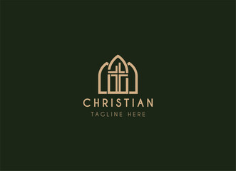 Church religious christian logo design. Church Logo Design Vector Illustration