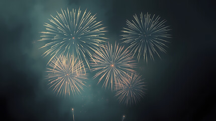 A spectacular display of colorful fireworks bursting in the night sky, creating a festive and celebratory atmosphere.