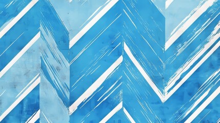 Geometric blue and white chevron pattern with textured surface suitable for modern design applications