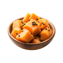 Sliced Mangos in a Bowl Isolated on Transparent Background