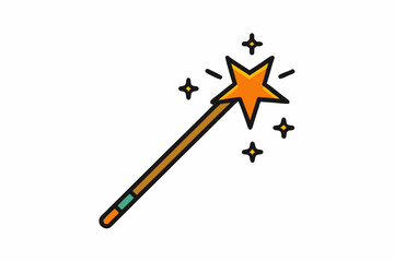 Magic wand line icon clipart vector art and illustration