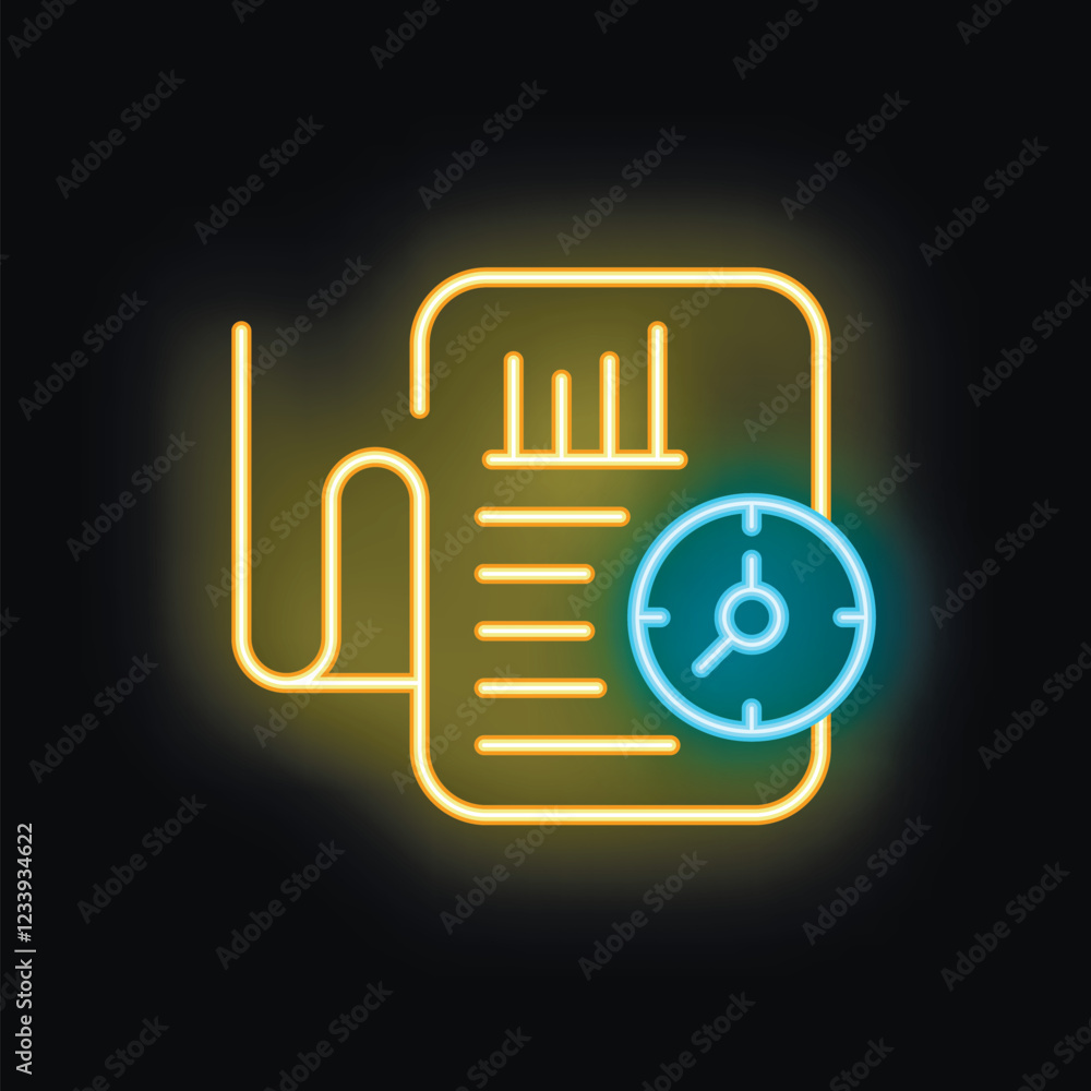 Poster neon sign illustrating the concept of fast document processing time