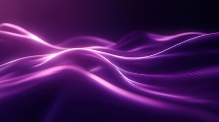 Naklejka premium A rich dark purple background with softly glowing purple wave lines that create a sense of depth, with space for text at the top.
