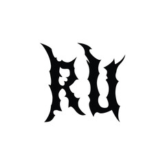 RU monogram logo design letter text name symbol monochrome logotype alphabet character simple logo