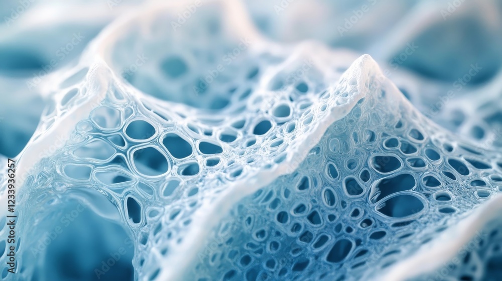 Poster intricate structures of blue foam showcasing detailed textures and patterns in natural form