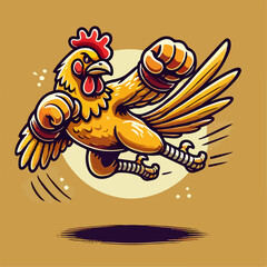 vector illustration of a rooster with a fist