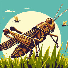 grasshopper on a grass