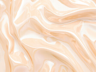 Fototapeta premium Peach Satin Drape: An abstract close-up of luxurious peach satin, its smooth surface forming soft, alluring ripples and curves.