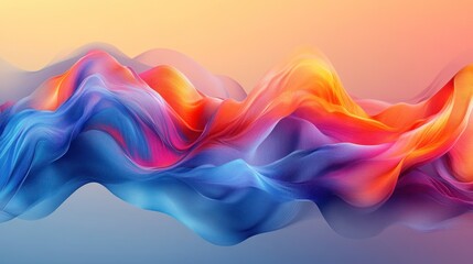 Obraz premium Abstract vibrant waves flowing, sunset background, digital art, website banner
