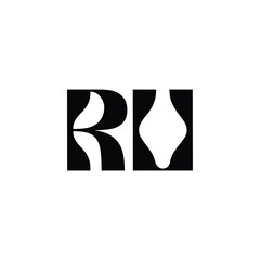 RU monogram logo design letter text name symbol monochrome logotype alphabet character simple logo