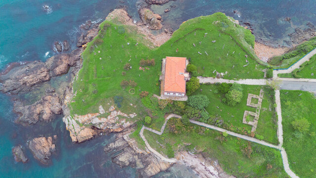 The old Greek school in Ahtopol, Bulgaria. Aerial view
