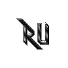 RU monogram logo design letter text name symbol monochrome logotype alphabet character simple logo