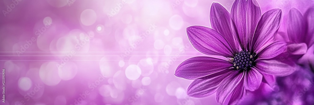 Poster purple flower with soft bokeh background in dreamy light